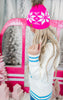 Pink & White Snowflake Pom Beanie