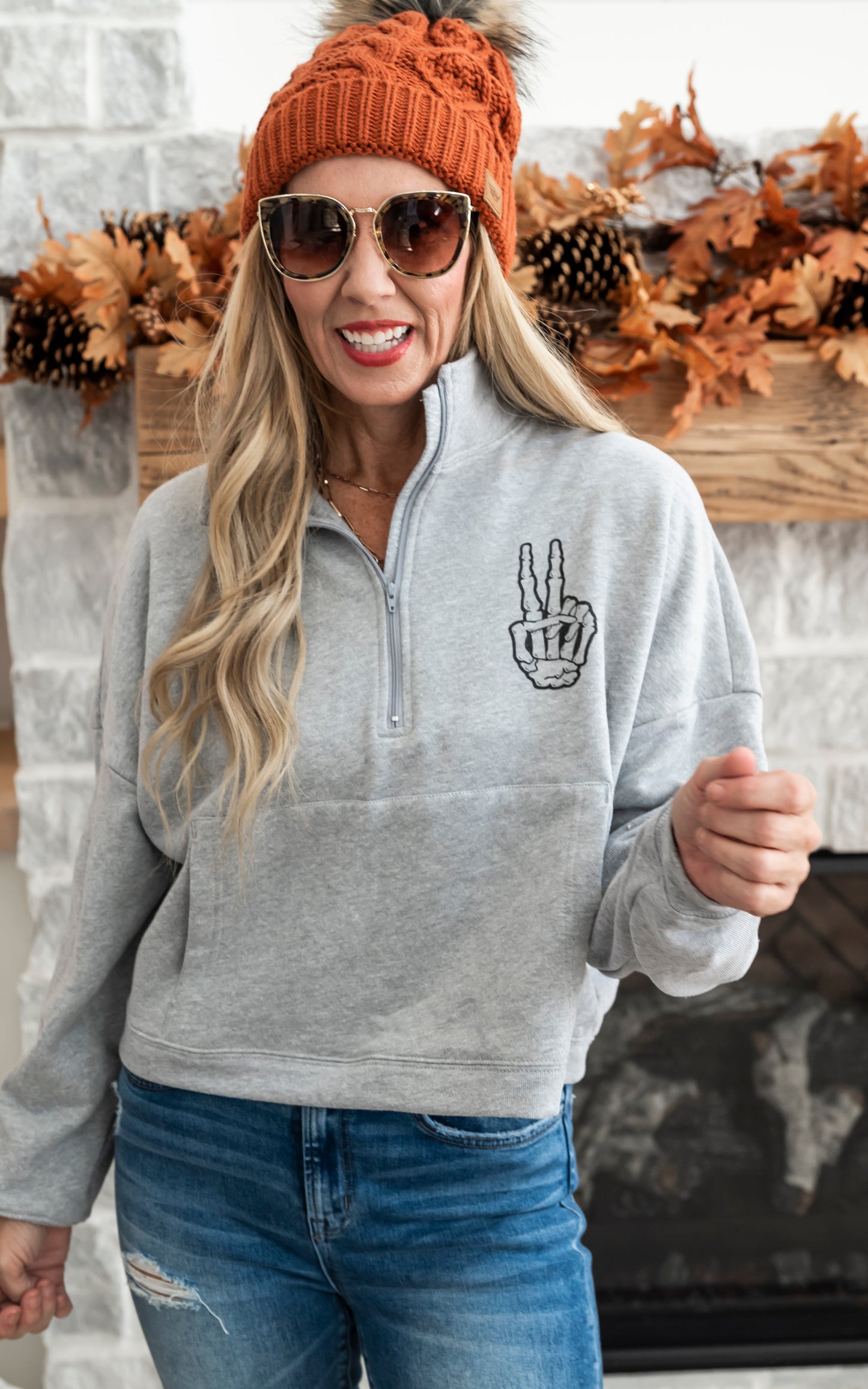 Spooky Babes Club Fleece Half Zip Pullover