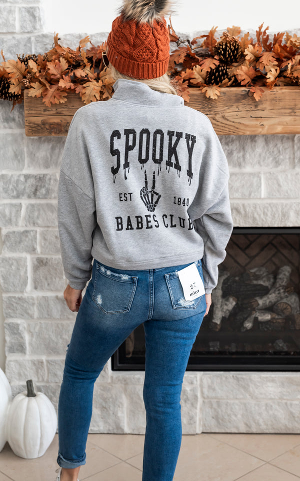Spooky Babes Club Fleece Half Zip Pullover