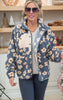 Flower Snap Button Down Fleece Jacket