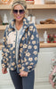 Flower Snap Button Down Fleece Jacket