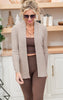 Taupe Waffle Texture Open Front Cardigan