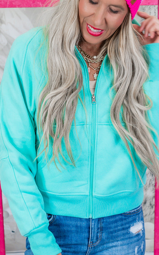 The AVA Full Zip Mock Neck Sweatshirt by Salty Wave