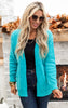 turquoise Cozy Coffee Shop Melange Open Front Cardigan