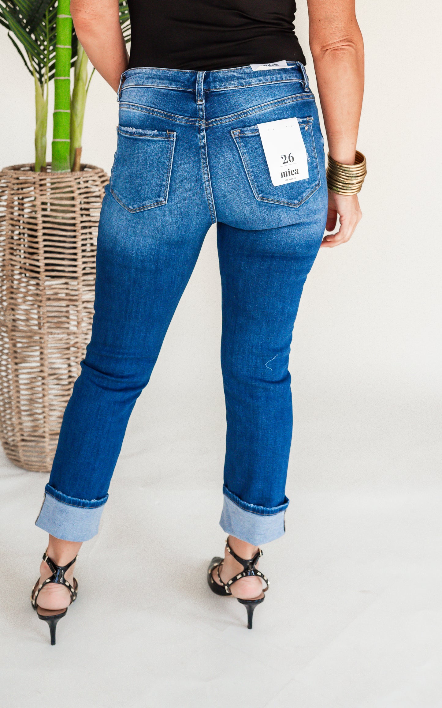 Mica | The Sunday Mid Rise Cuff Denim Jean***