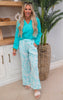 Teal Green Printed Gauze Pant