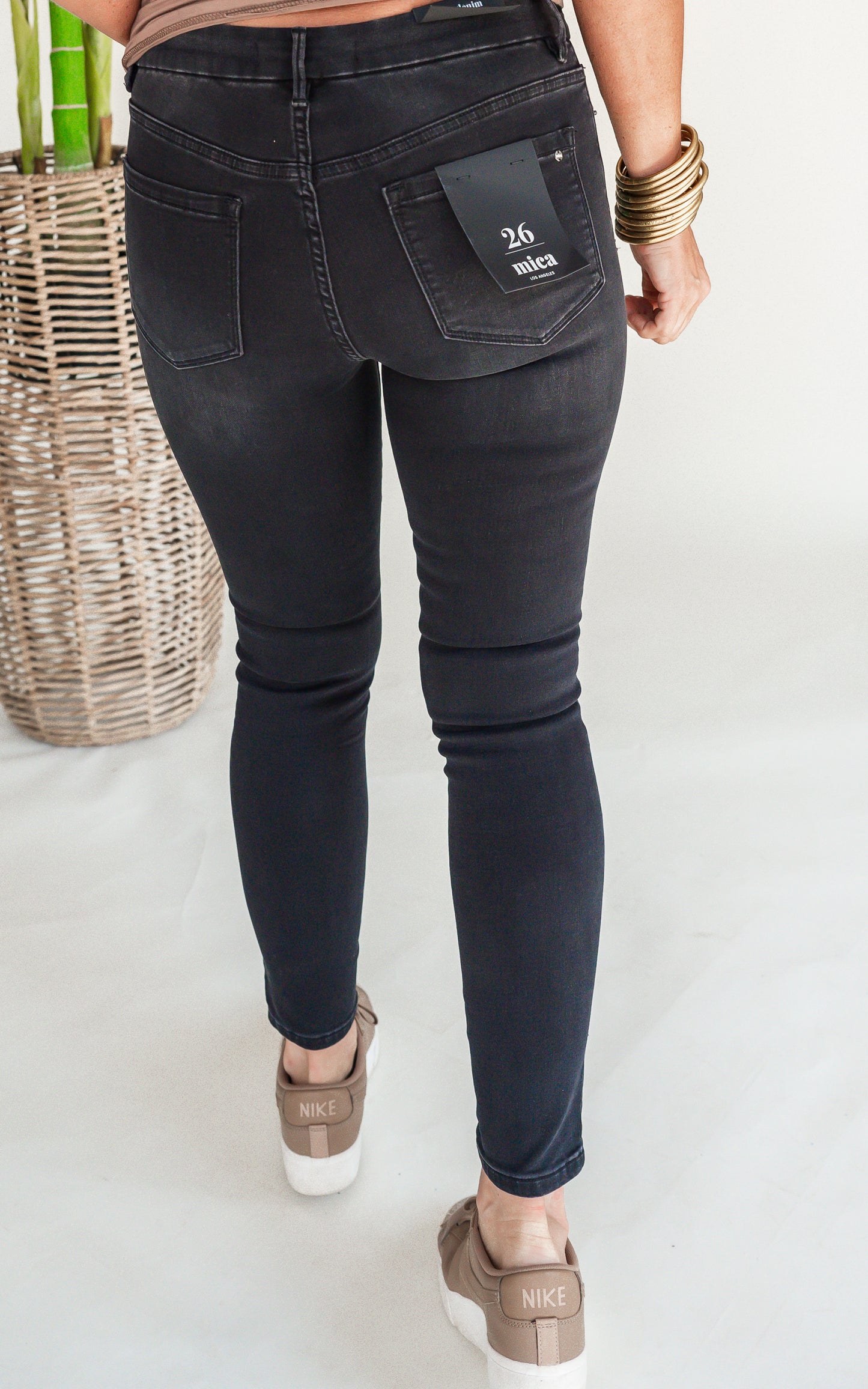 Mica | The Aniston Super Soft Mid-Rise Black Skinny Denim Jeans**