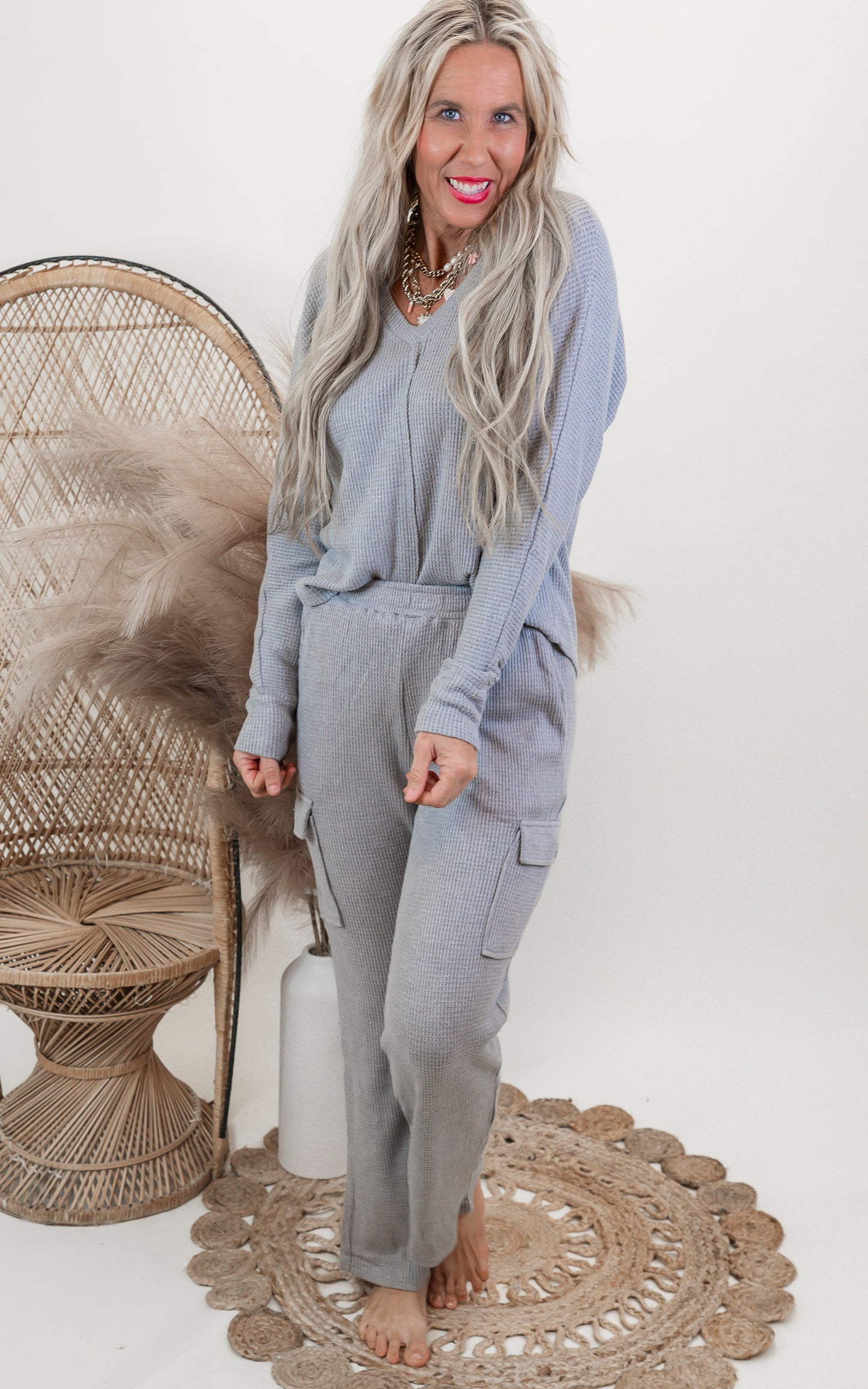 Get Ready to Lounge Grey 2 Piece Outfit Set