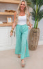 Paradise Green Floral Eyelet Pant w/ Slits - Final Sale