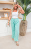 Paradise Green Floral Eyelet Pant w/ Slits - Final Sale