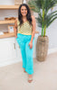 Teal Gauze Wide Leg Pants