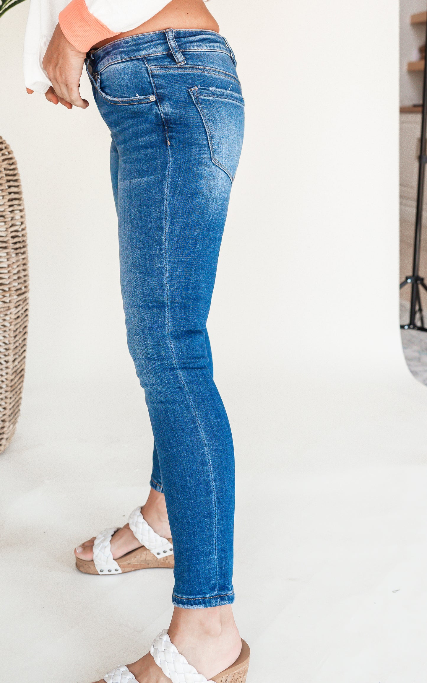 The Alice Medium Wash Mid-Rise Cigarette Ankle Denim Jeans