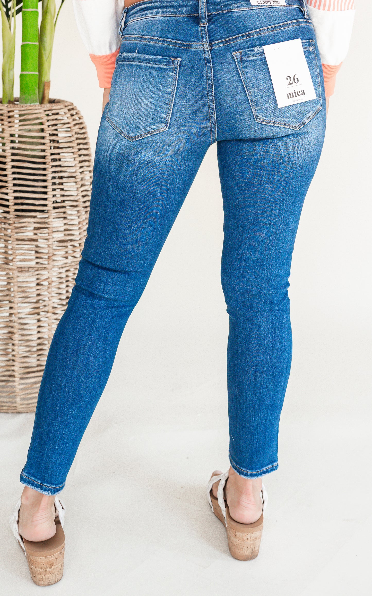 The Alice Medium Wash Mid-Rise Cigarette Ankle Denim Jeans