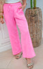 Hot Pink Gauze Wide Leg Pants