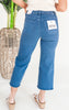 Blue Slate RFM Crop Chloe Tummy Support Wide Leg Denim Jeans