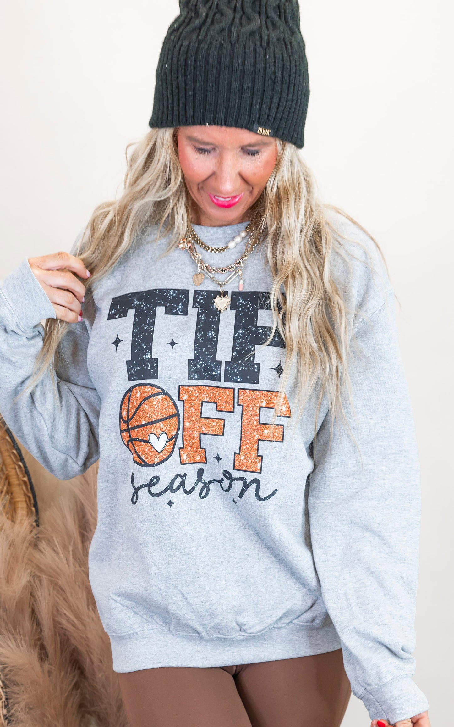 Tip Off Basketball Graphic Crewneck Sweatshirt