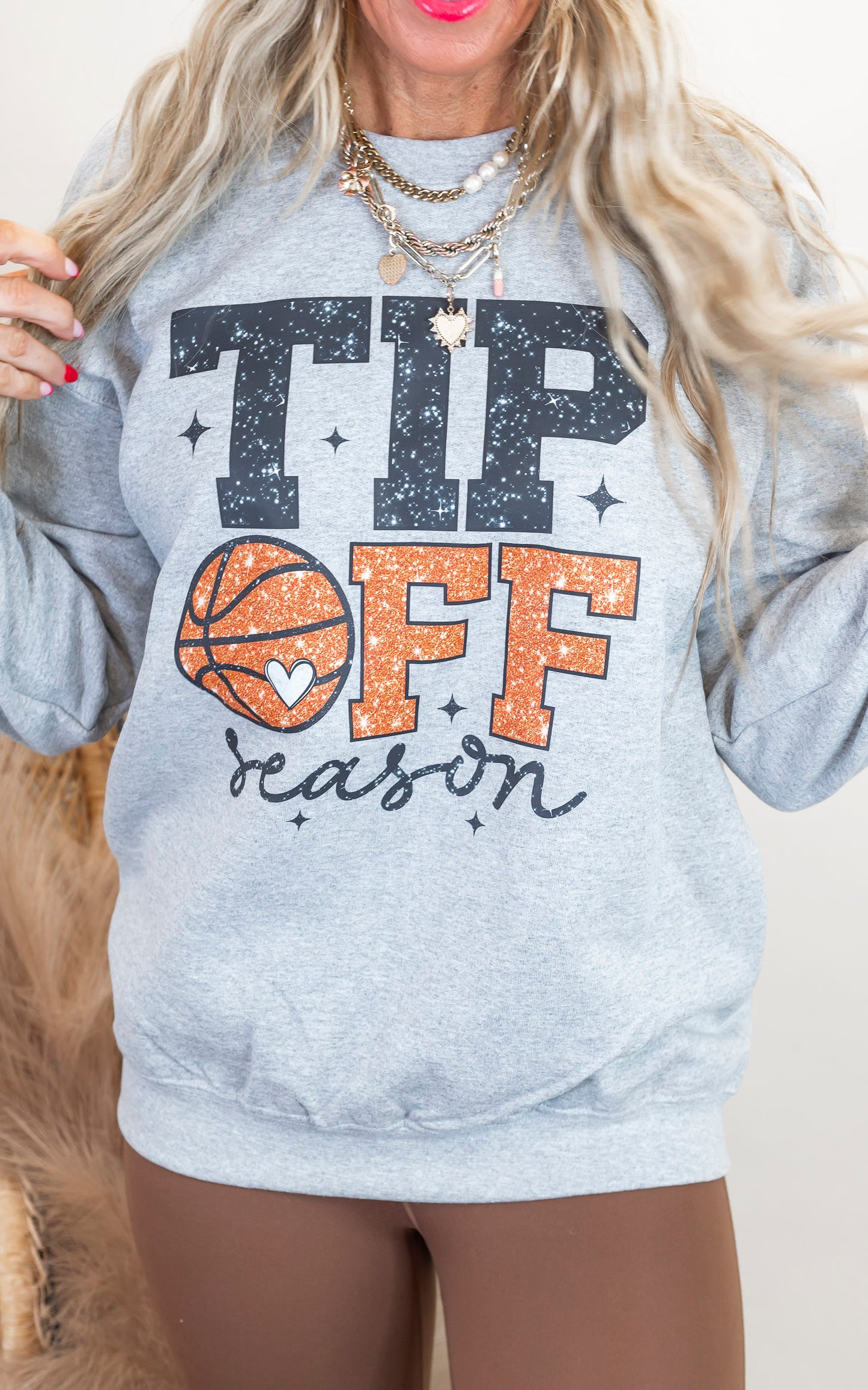 Tip Off Basketball Graphic Crewneck Sweatshirt