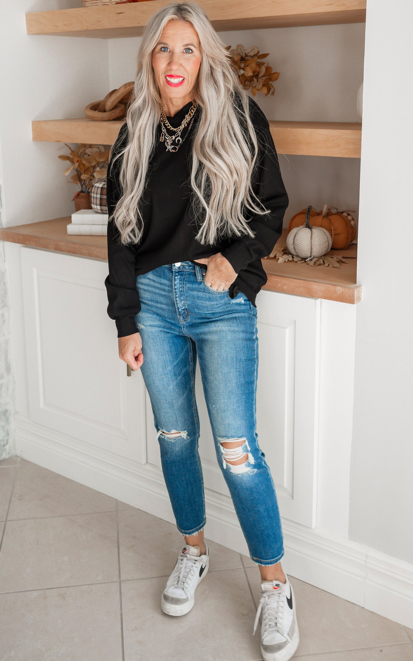 Hoodie Long Sleeve Solid Knit Top