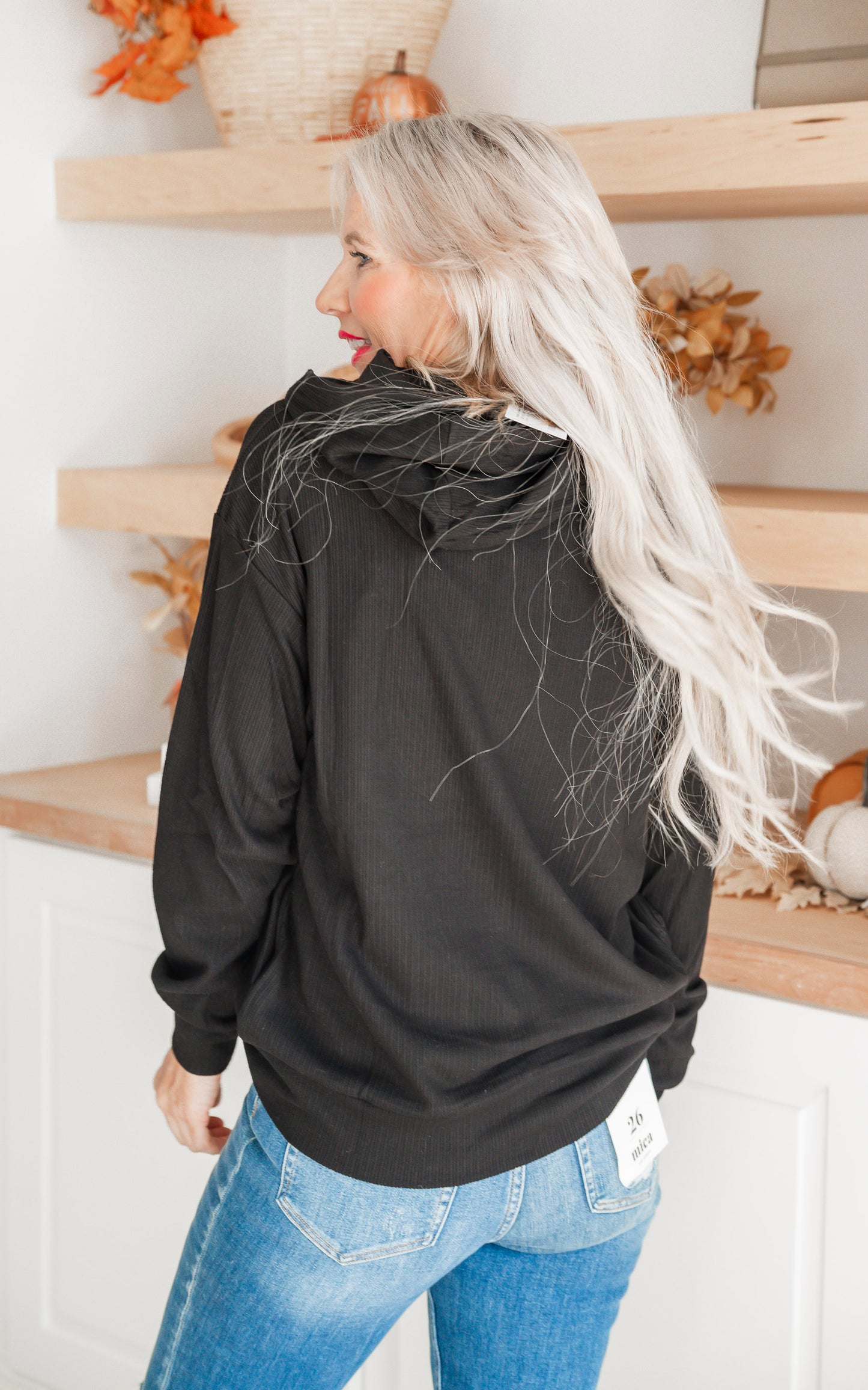 Hoodie Long Sleeve Solid Knit Top