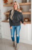 Charcoal Long Sleeve Solid Knit Top