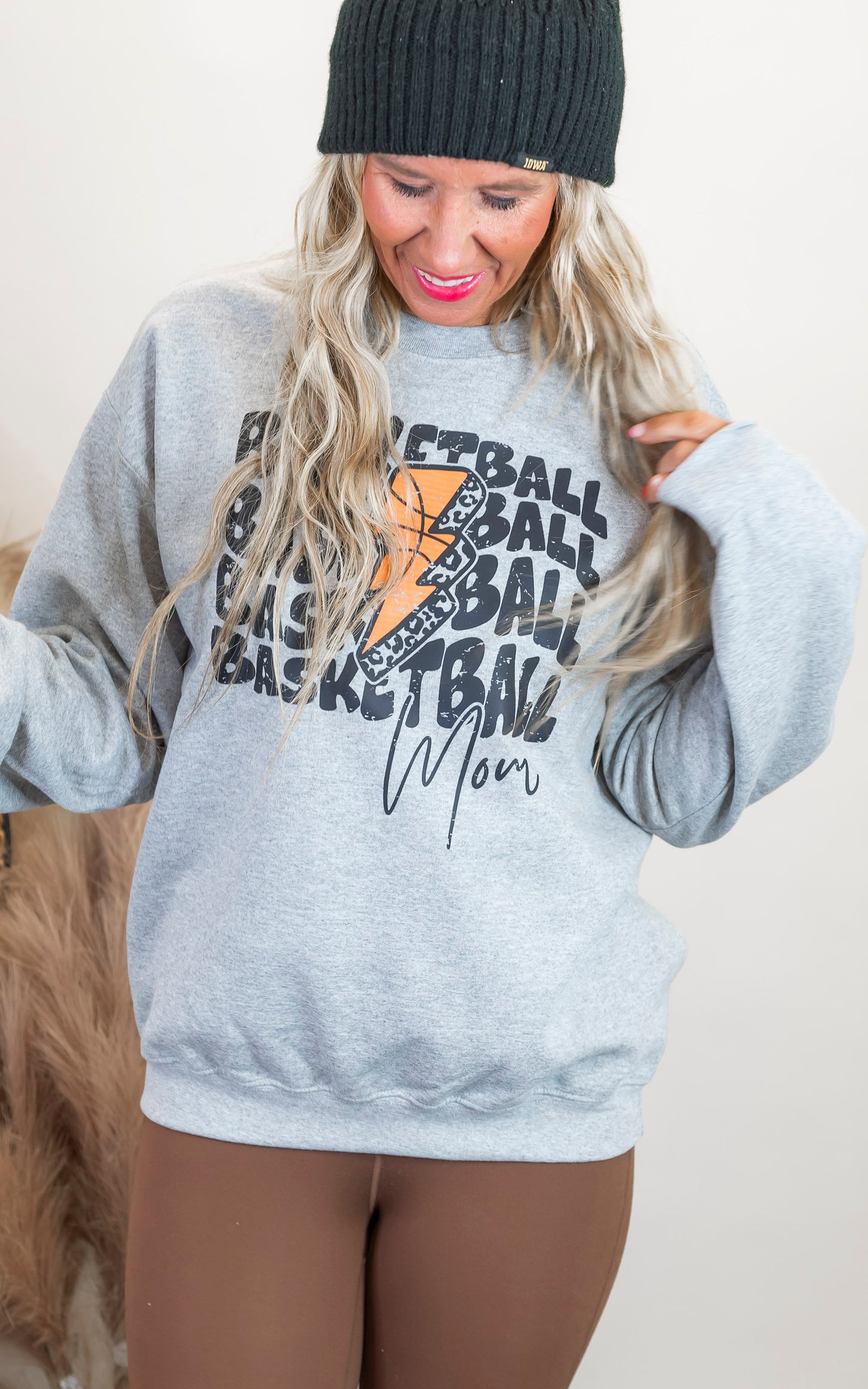 Basketball Mom Graphic Crewneck Sweatshirt