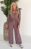 Dusty Mauve Long Sleeve Jumpsuit