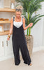 MONO B Black Adjustable Strap Oversized Lounge Jumpsuit