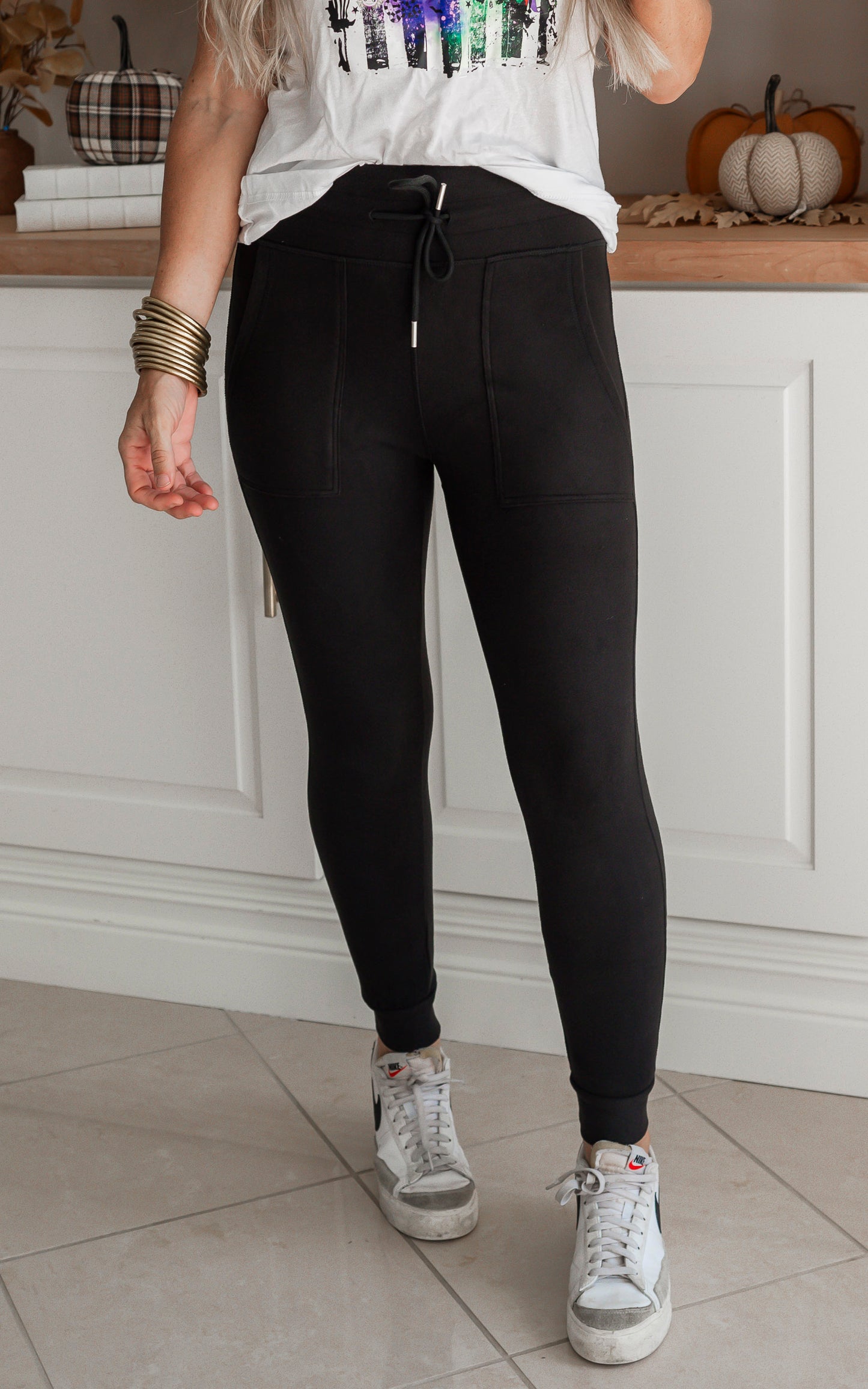 High Waist Fleece Knit Joggers