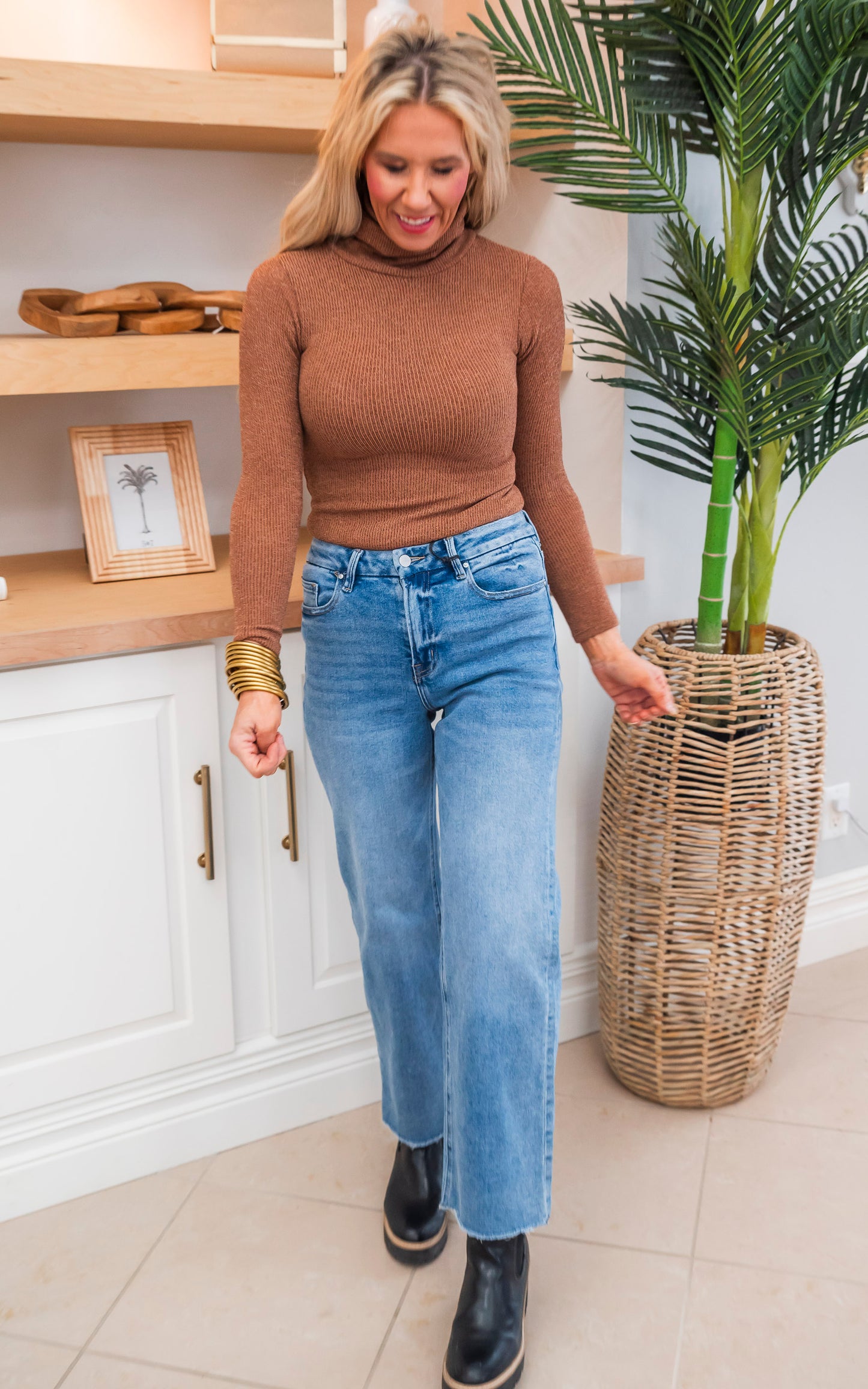 Knit Ribbed Turtleneck Top