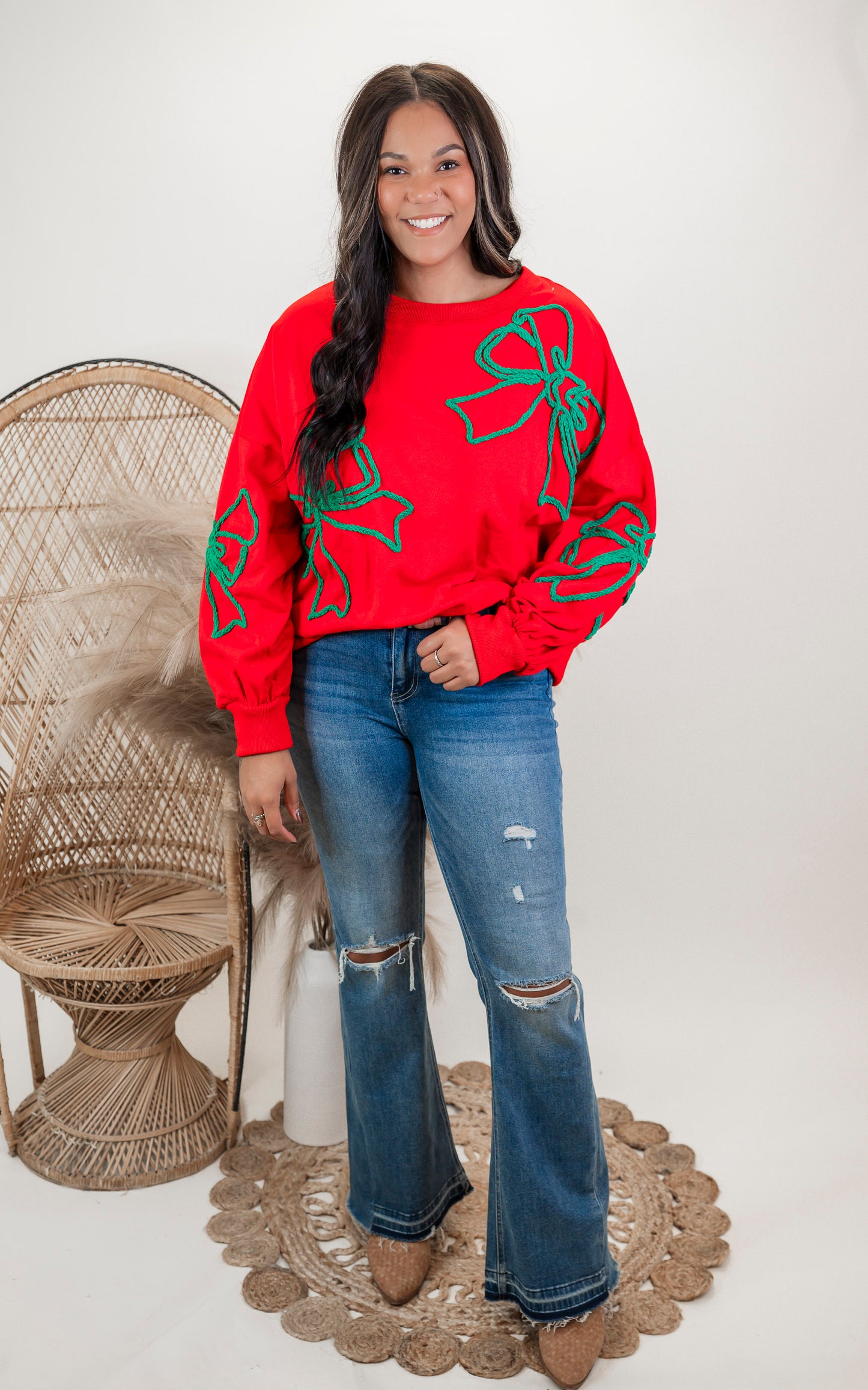 Christmas Bows Holiday Sweatshirt Top