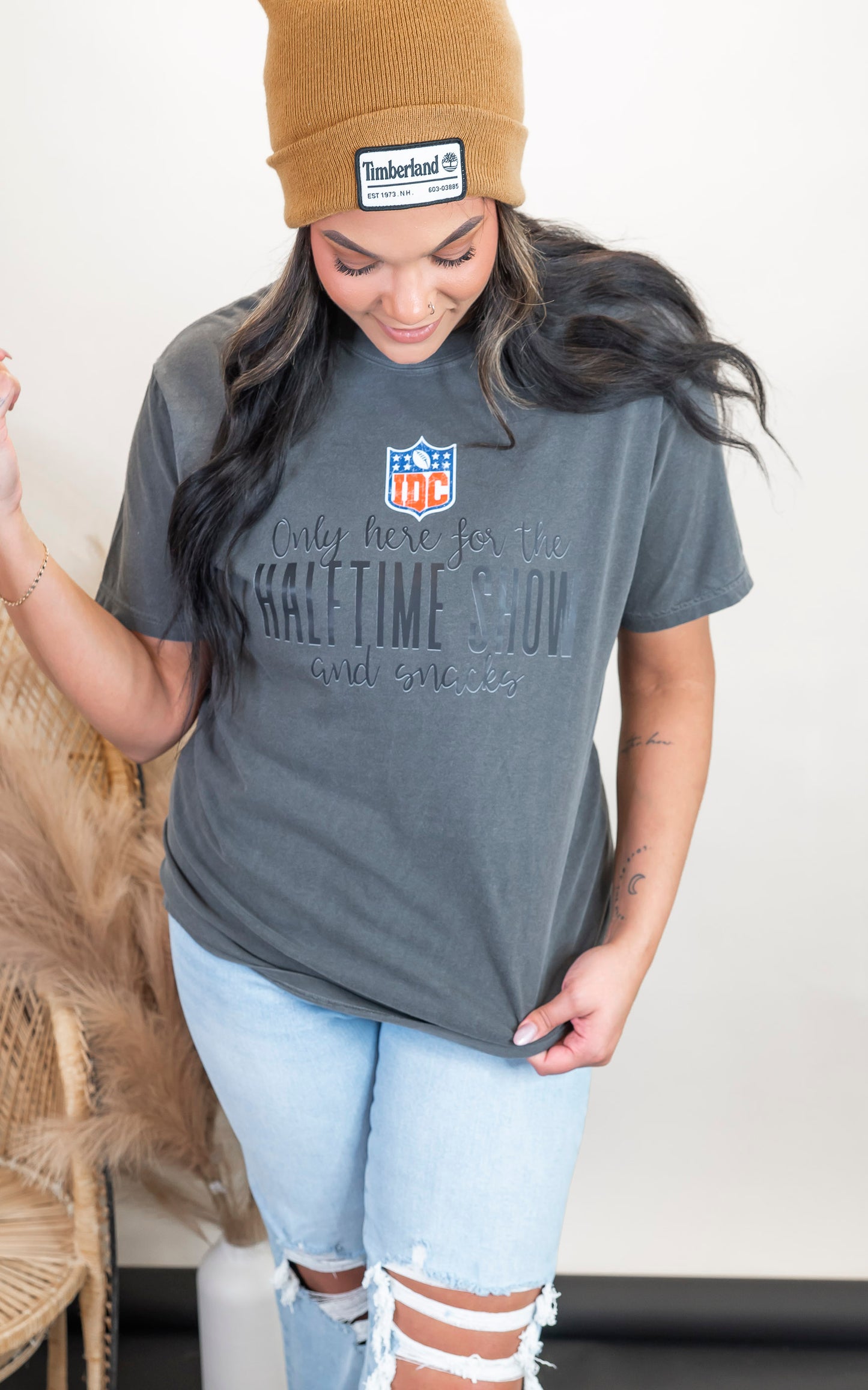 Only Here for the Halftime Show & Snacks Garment Dyed Graphic T-shirt