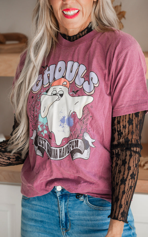 Ghouls Just Wanna Have Fun Garment Dyed Graphic T-shirt