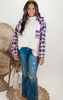 Turtleneck Plaid Contrast Long Sleeve Top | POL