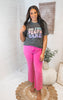 Hot Pink Acid Wash High Waisted Bootcut Denim Jeans | Zenana - Final Sale