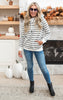 Striped Hooded Sweatshirt Top