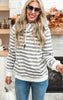 Striped Hooded Sweatshirt Top