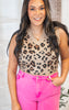 Sleeveless V Neck Leopard Printed Crop Sweater Top*