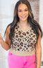 Sleeveless V Neck Leopard Printed Crop Sweater Top*