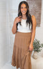 Camel Cotton Tiered Skirt