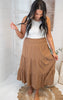 Camel Cotton Tiered Skirt