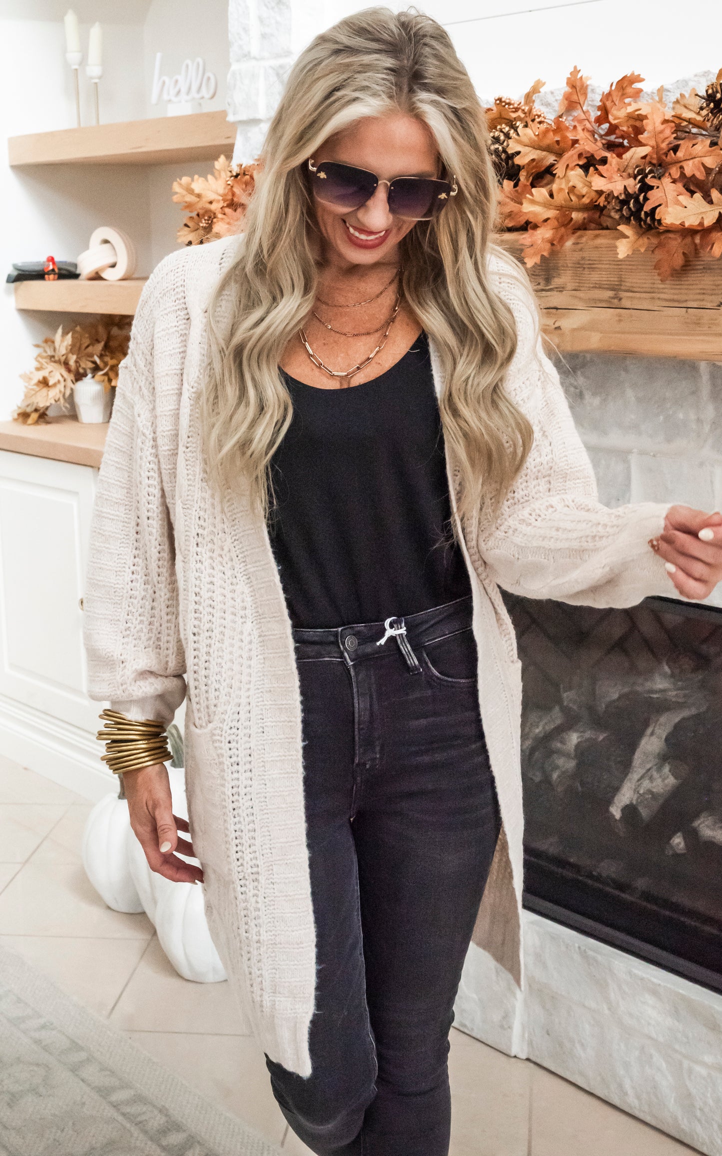 Twist Knitted Long Cozy Cardigan - Oatmeal