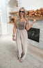 Don't Miss Out Suspender Style Jumpsuit - Sand