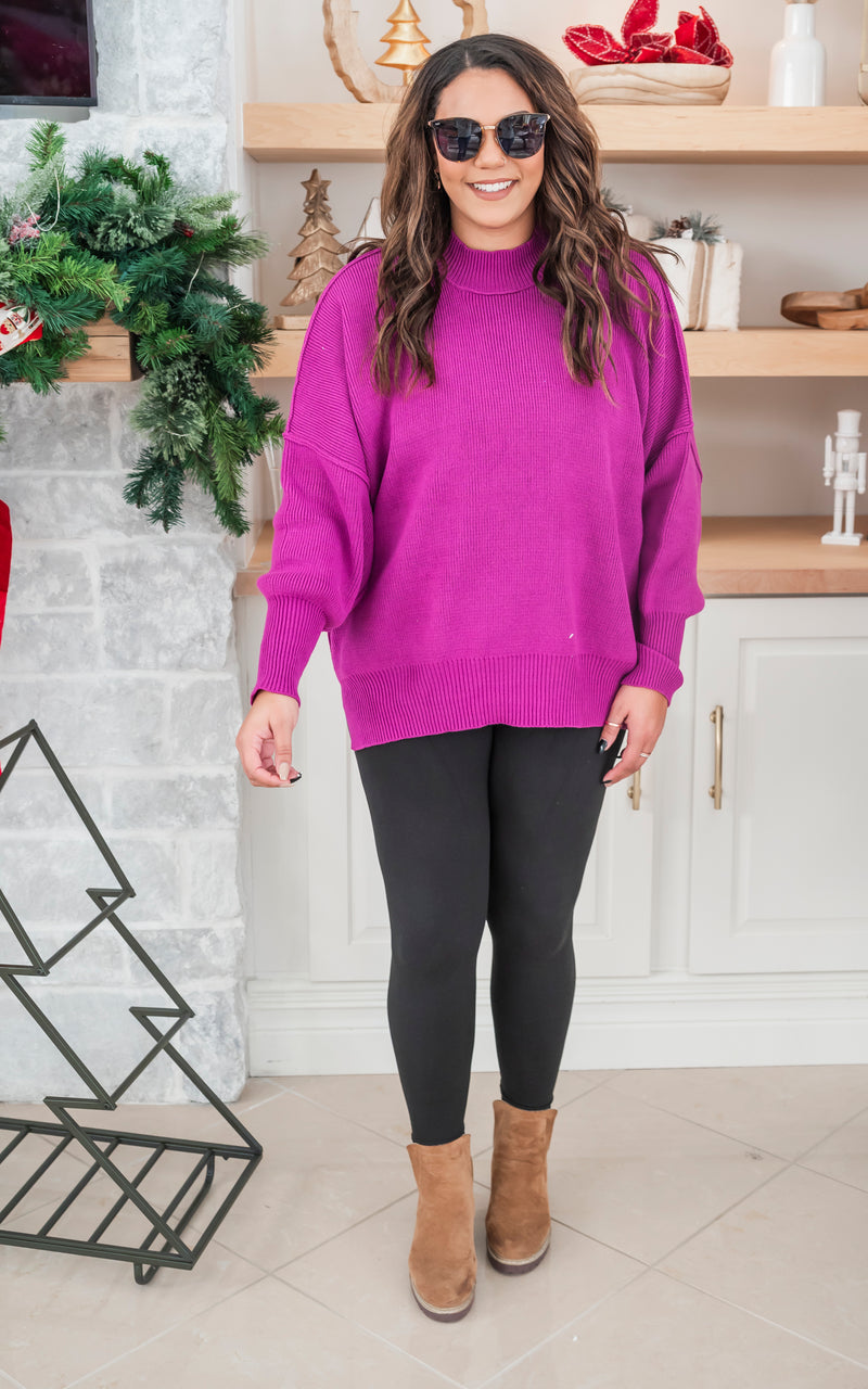 Purple Oversized Sweater with Leggings Outfits (3 ideas & outfits