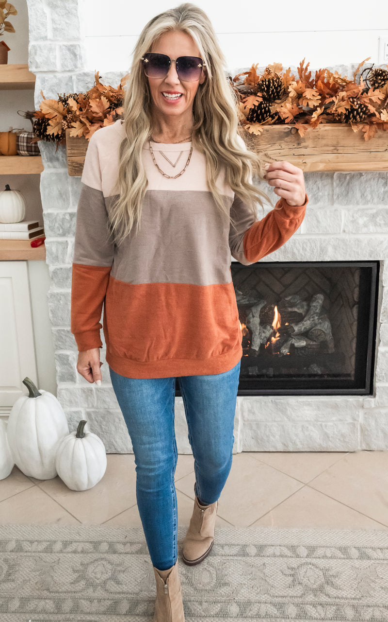 Ready To Recharge with Fall Striped Colorblock Sweater