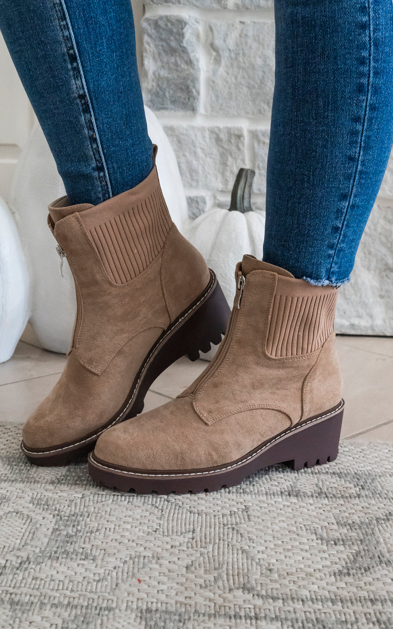 Corkys Boo Camel Suede Booties