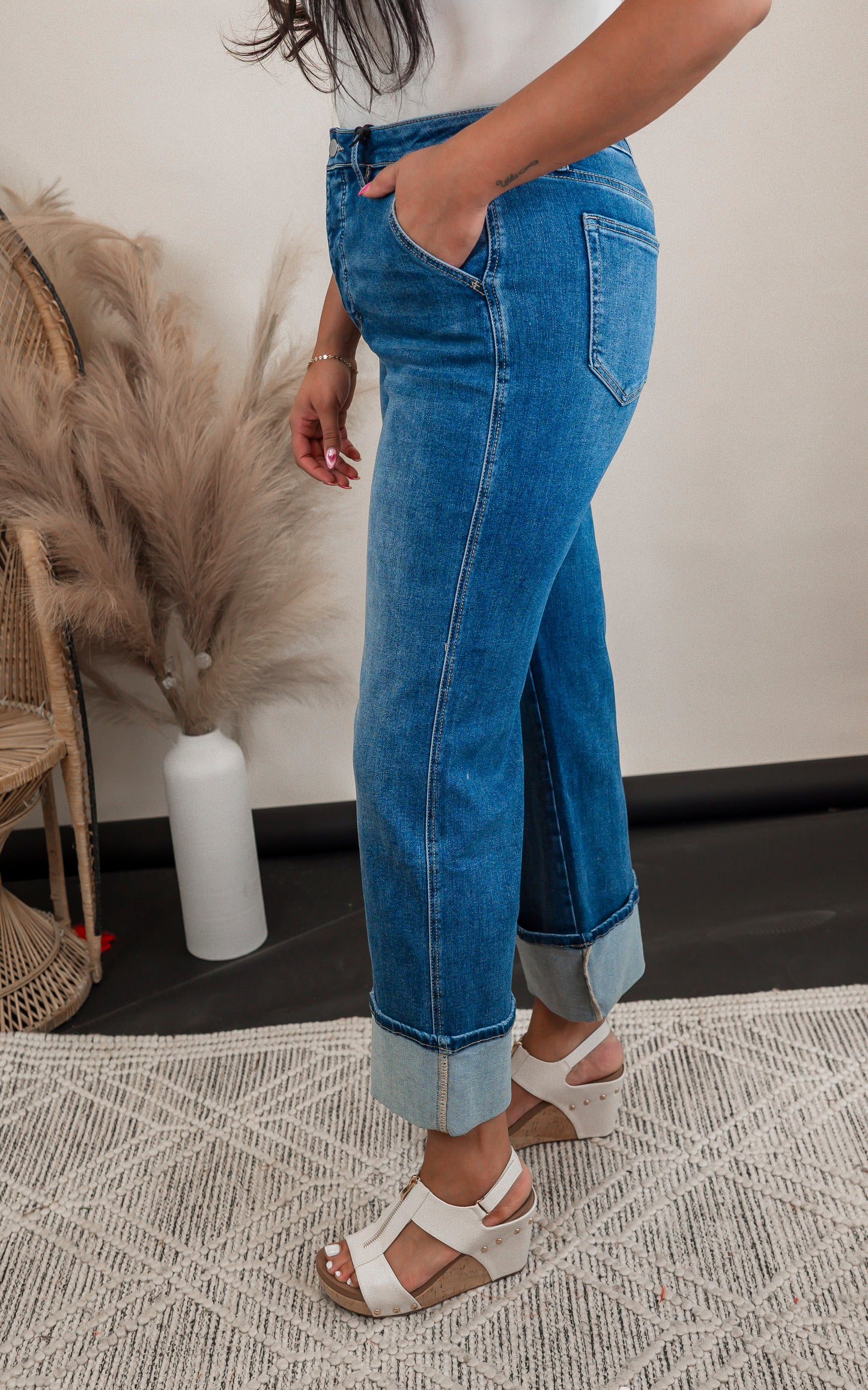 Super High Rise Cuffed Leg Denim Jean | MICA