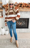 Just A Thought Fall Striped Colorblock Sweater RUST