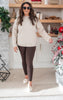 Beige Textured Mock Neck Sweatshirt