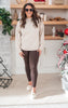 Beige Textured Mock Neck Sweatshirt