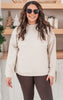 Beige Textured Mock Neck Sweatshirt